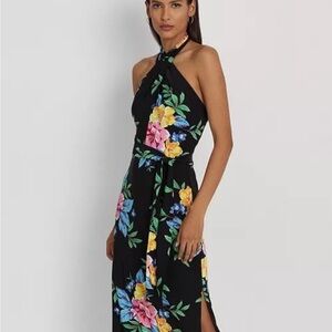 New Ralph Lauren Floral dress Print Halter Neck Sheath Dress sz 12